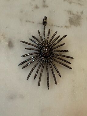 Diamond Starburst Pendant – Blackened/Ozidized Sterling Silver / Pavé Diamonds